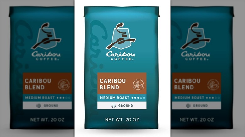 A bag of Caribou Coffee medium roast