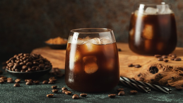 Iced coffee in a clear glass