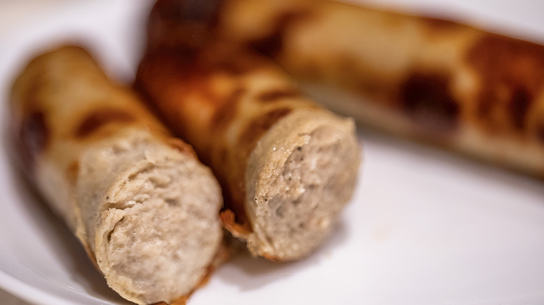 close up of prepared Polish sausages