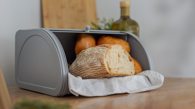 sourdough bread in bread box