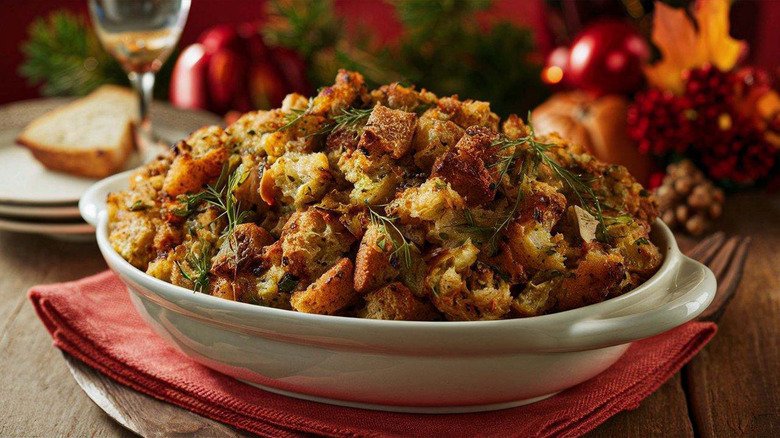 platter of holiday stuffing