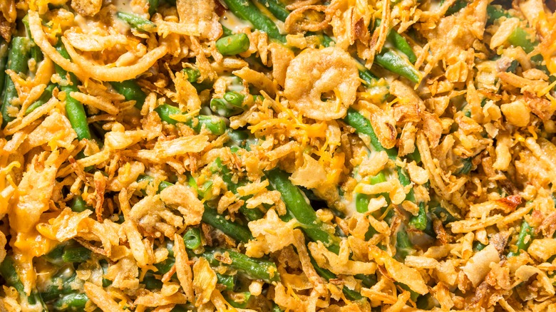 Close up of green bean casserole