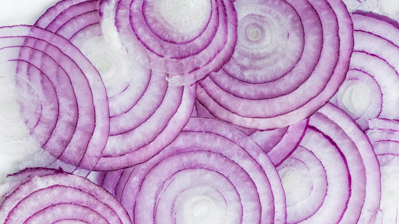 Sliced red onions