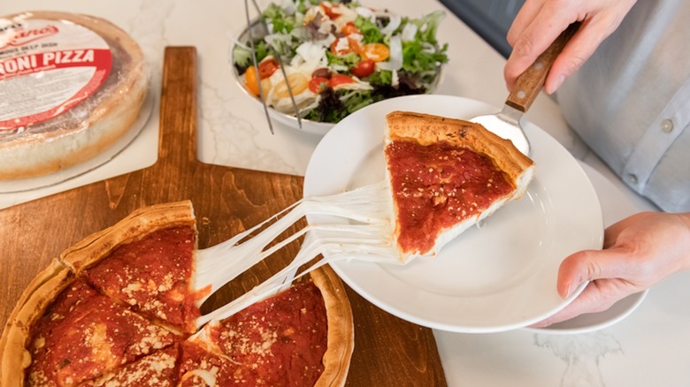 Giordano's frozen pizza with salad