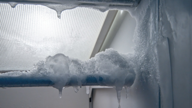 An image depicting ice buildup inside a freezer.