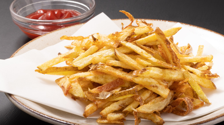 Plate of skin-on fries