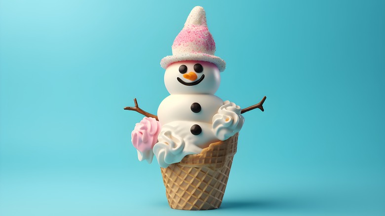 Snowman ice cream cone