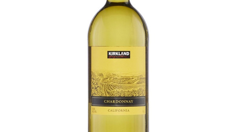 bottle of Kirkland Chardonnay