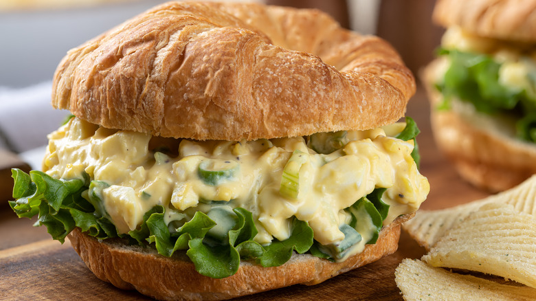 Croissant egg salad sandwich