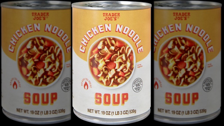 Cans of Trader Joe's Chicken Noodle Soup