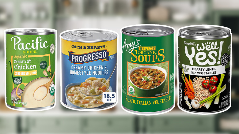 A series of canned soups