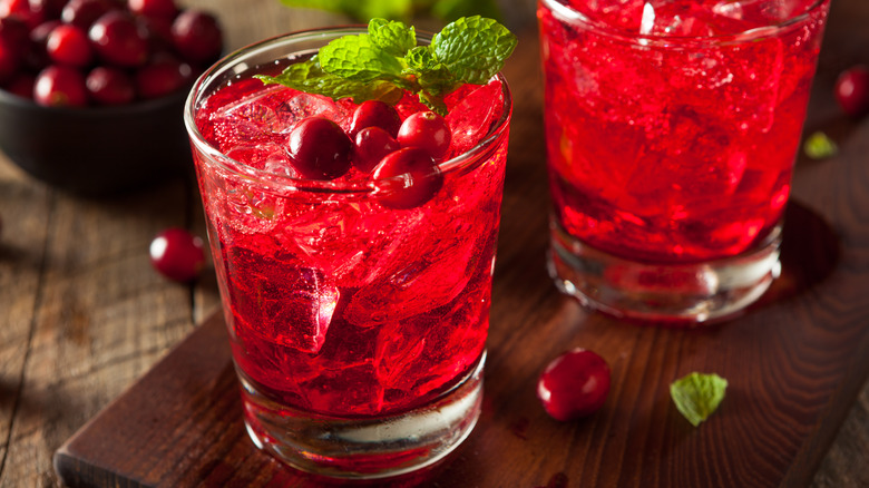 Vodka cranberry with mint garnish