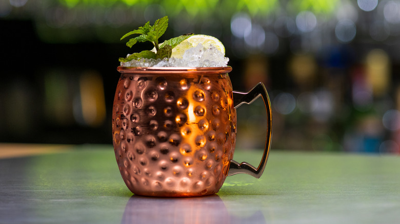 Moscow Mule in copper mug