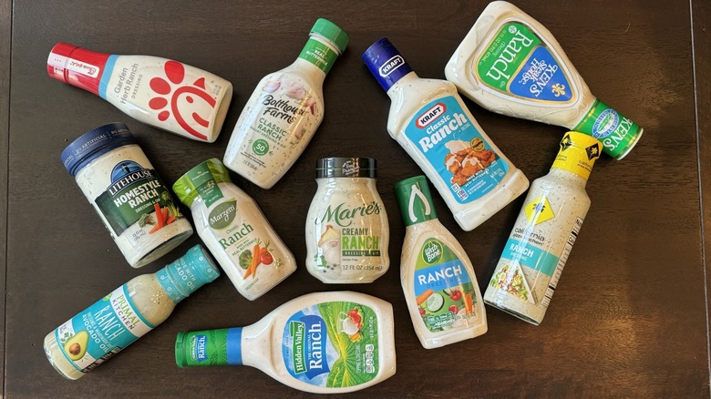 Various bottles of ranch dressing