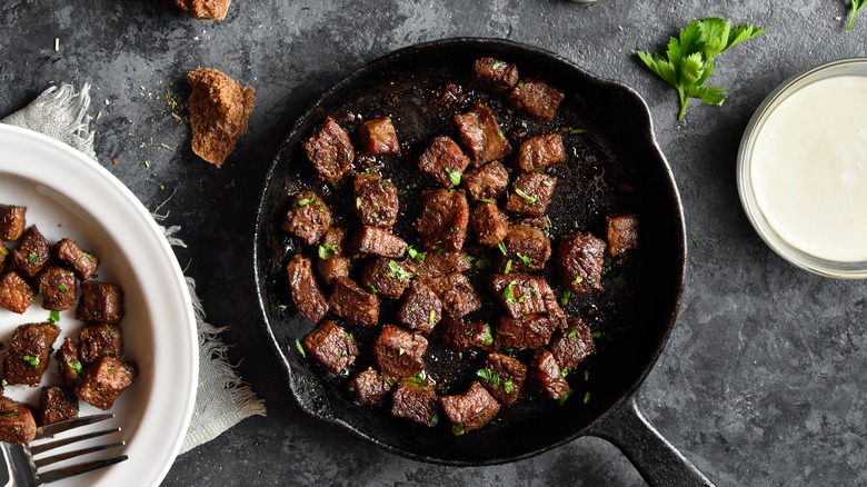 steak in cast iron pan