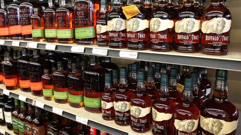 Whiskeys on store shelves