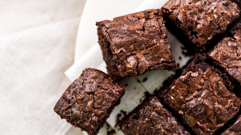 brownies on parchment paper