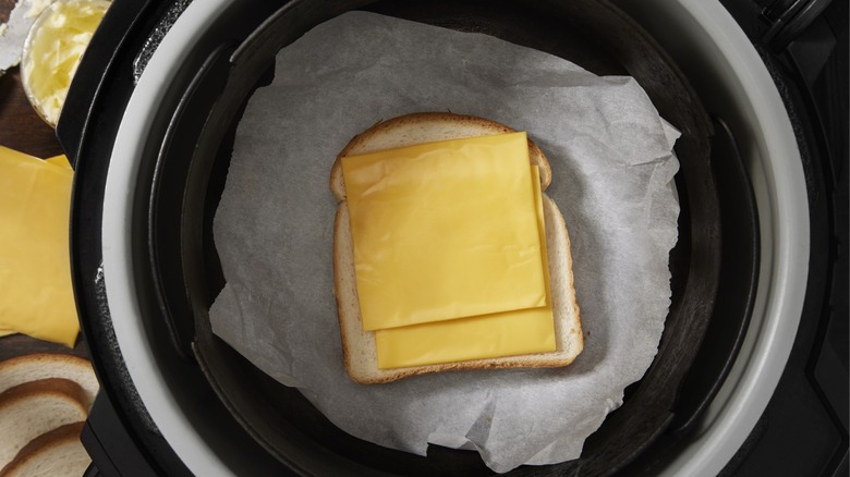 Bread with American cheese slices