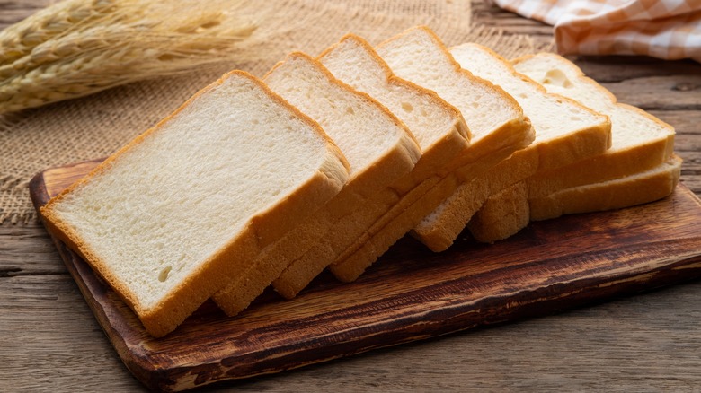 White bread on cutting board