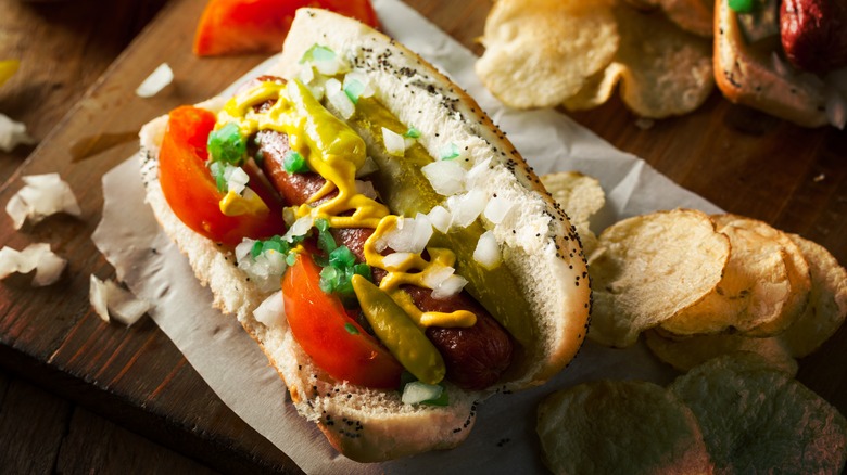 Chicago style hot dog