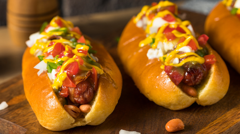 Sonoran hot dog with toppings