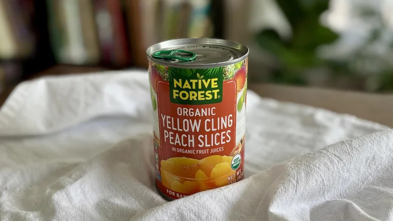 Can of Native Forest peach slices