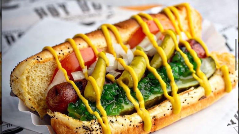 Chicago style hot dog