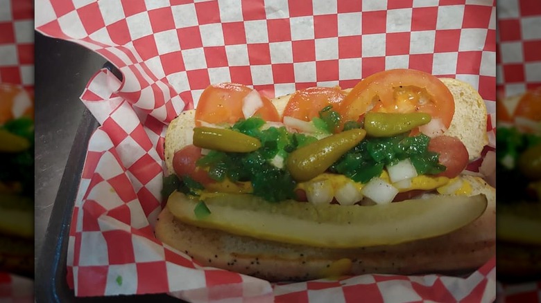 Chicago style hot dog