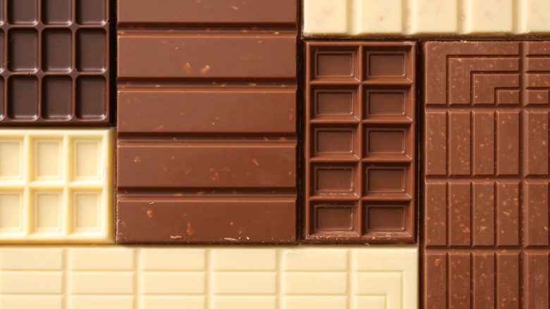 Variety of chocolates; dark, milk, and white