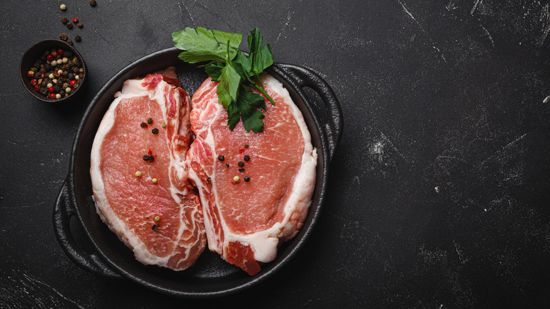 pork steaks in cast iron pan