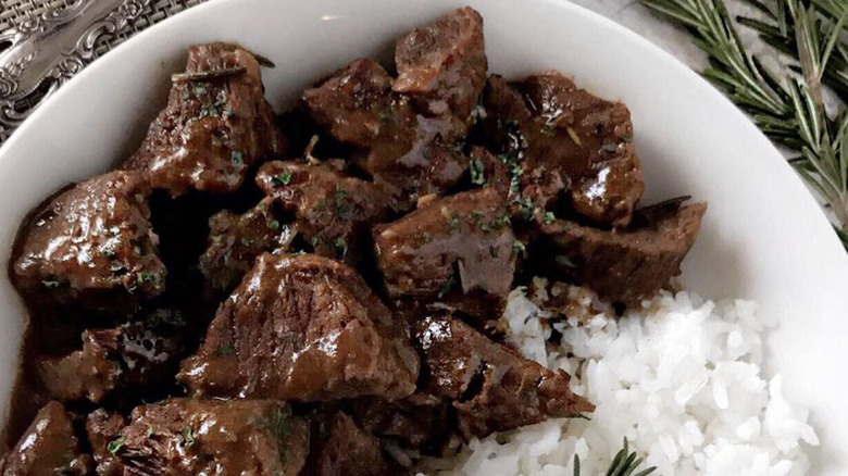 Steak tips with rice