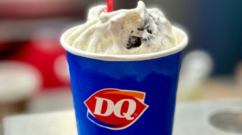 A close-up of a DQ Oreo Blizzard