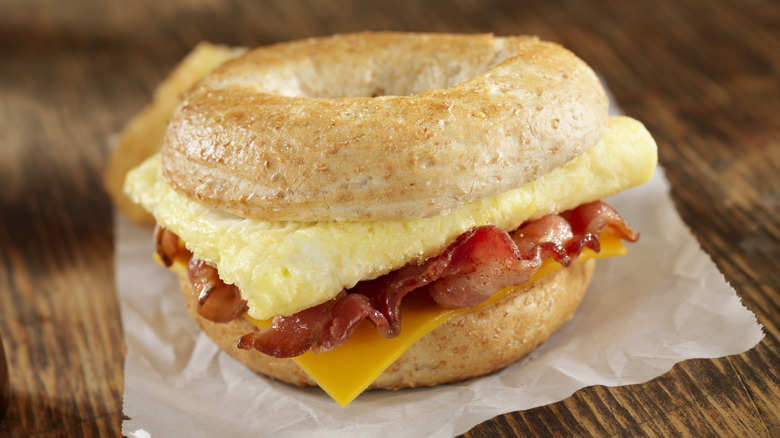 Egg bacon and cheese breakfast sandwich