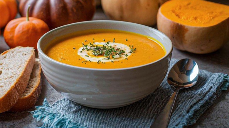 Butternut squash soup and bread