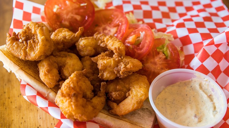 Fried shrimp sandwich at Pete's