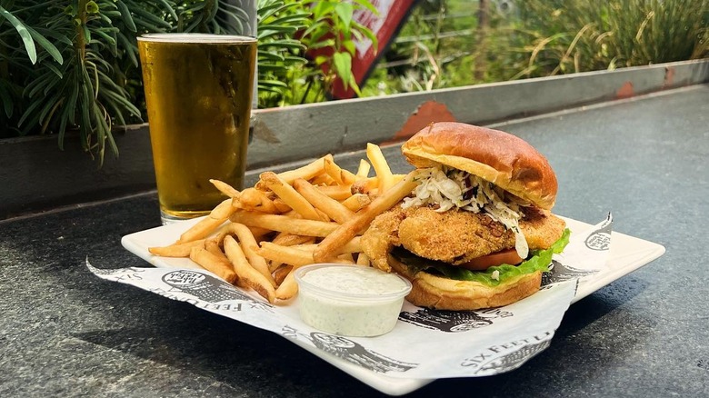 Fried grouper sandwich with fries