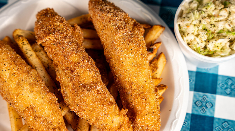 Fried fish with fries