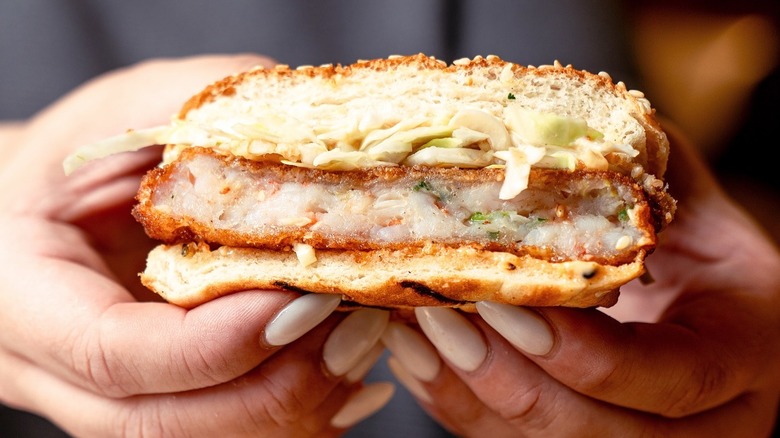 Fried shrimp katsu sandwich