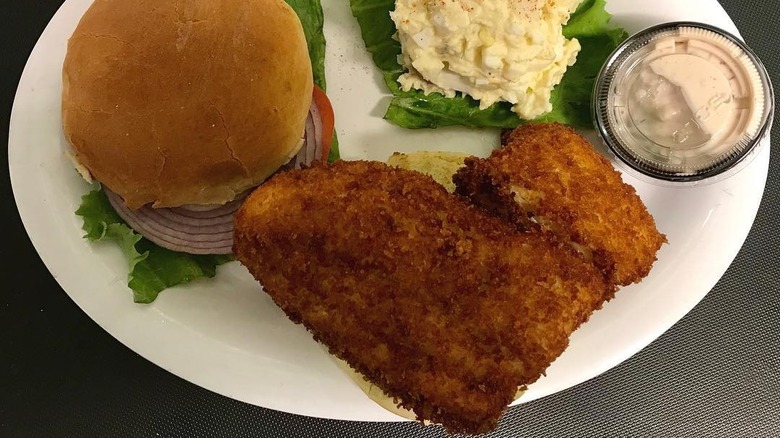 Fried fish sandwich from Dockside