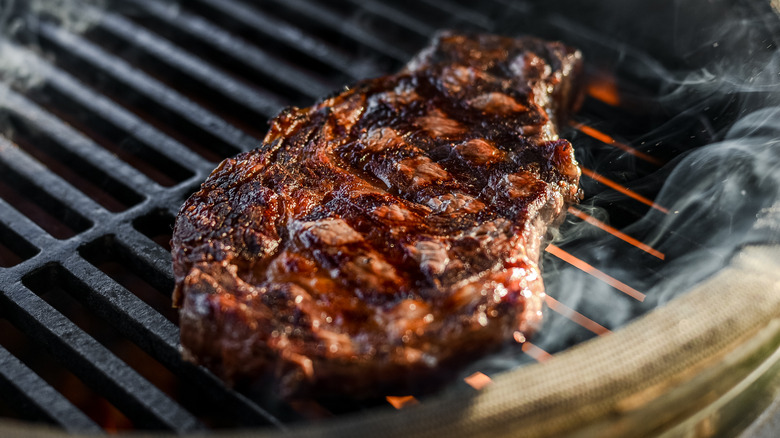 Grilled steak with grill marks