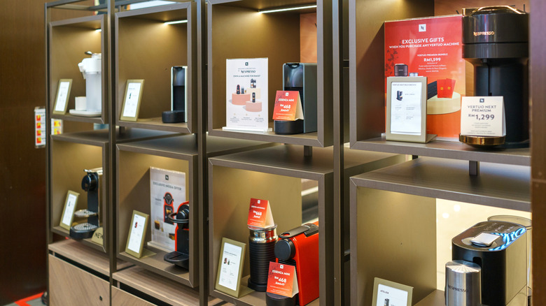 A display of different Nespresso machines