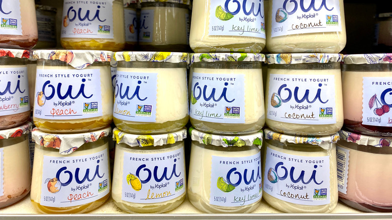 Seven jars of Oui by Yoplait French-style yogurt