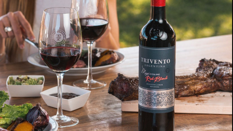 Bottle of Trivento red wine