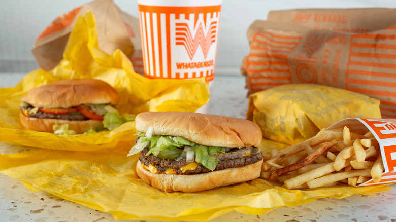 Whataburger burger fries and drink