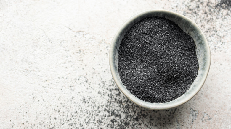 Black lava salt in bowl