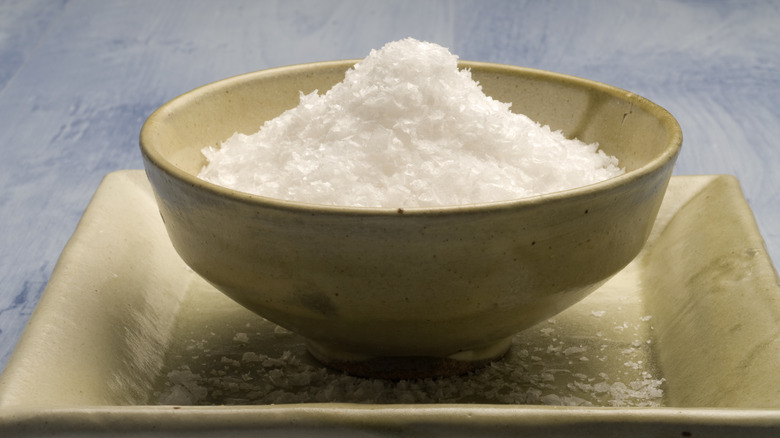 Flaky sea salt in bowl