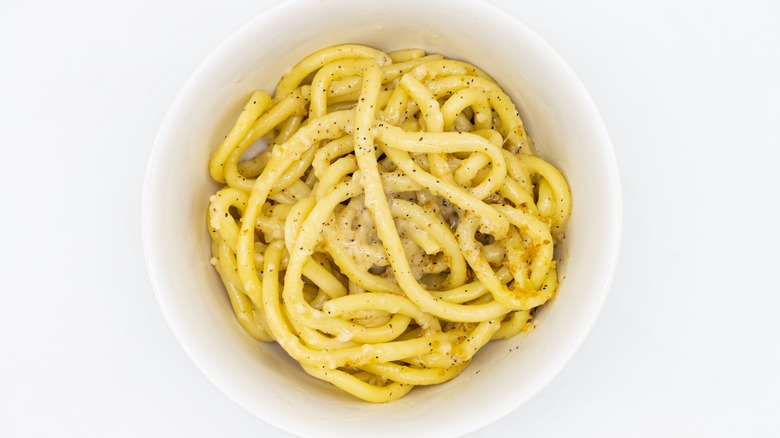 bowl of bucatini cacio e pepe