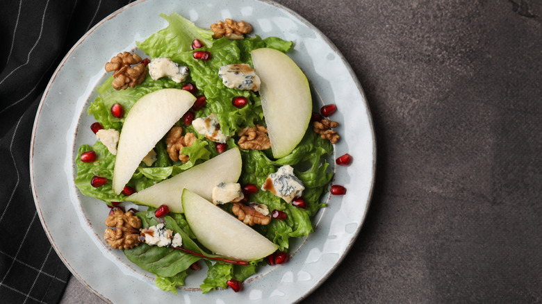 prepared pear and walnut salad