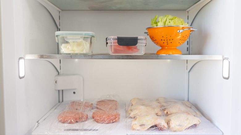 raw meat in a refrigerator