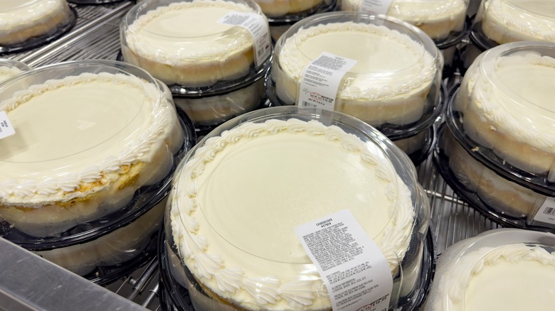 Costco cheesecakes in the bakery display